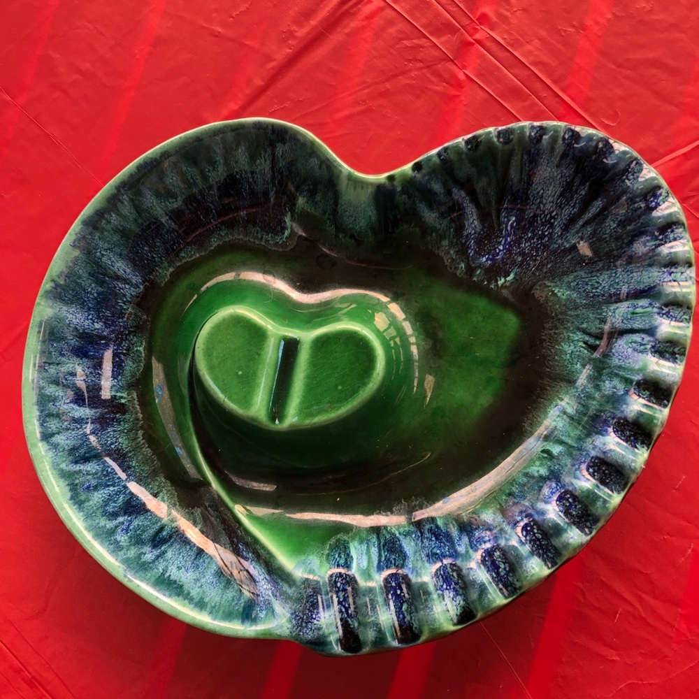 Mid-20th Century USA Pottery  #3418 Ceramic Ashtray in Kidney Form